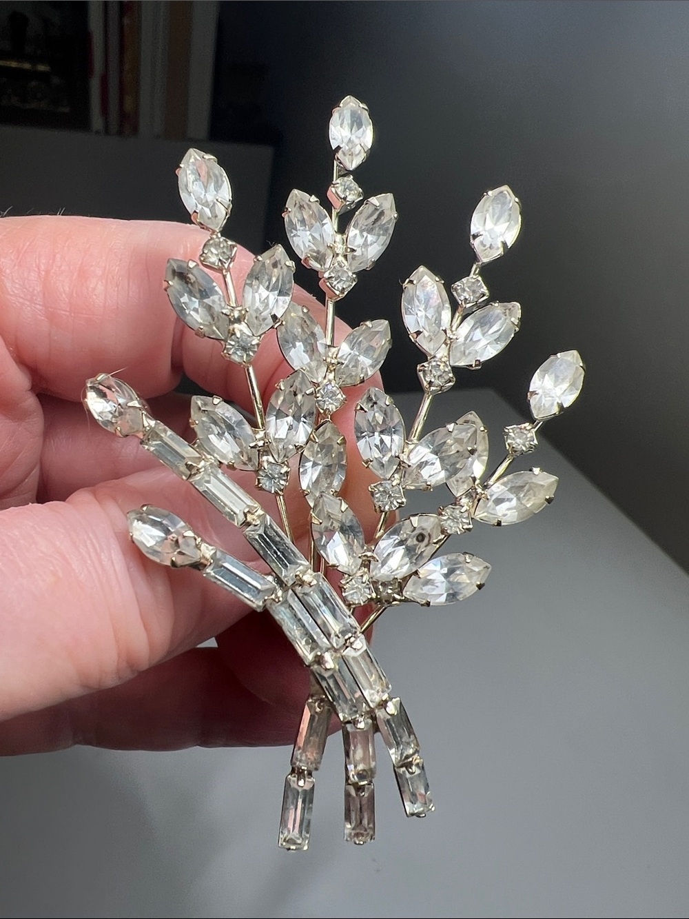Elaborate Crystal Branch Statement Brooch - Clear